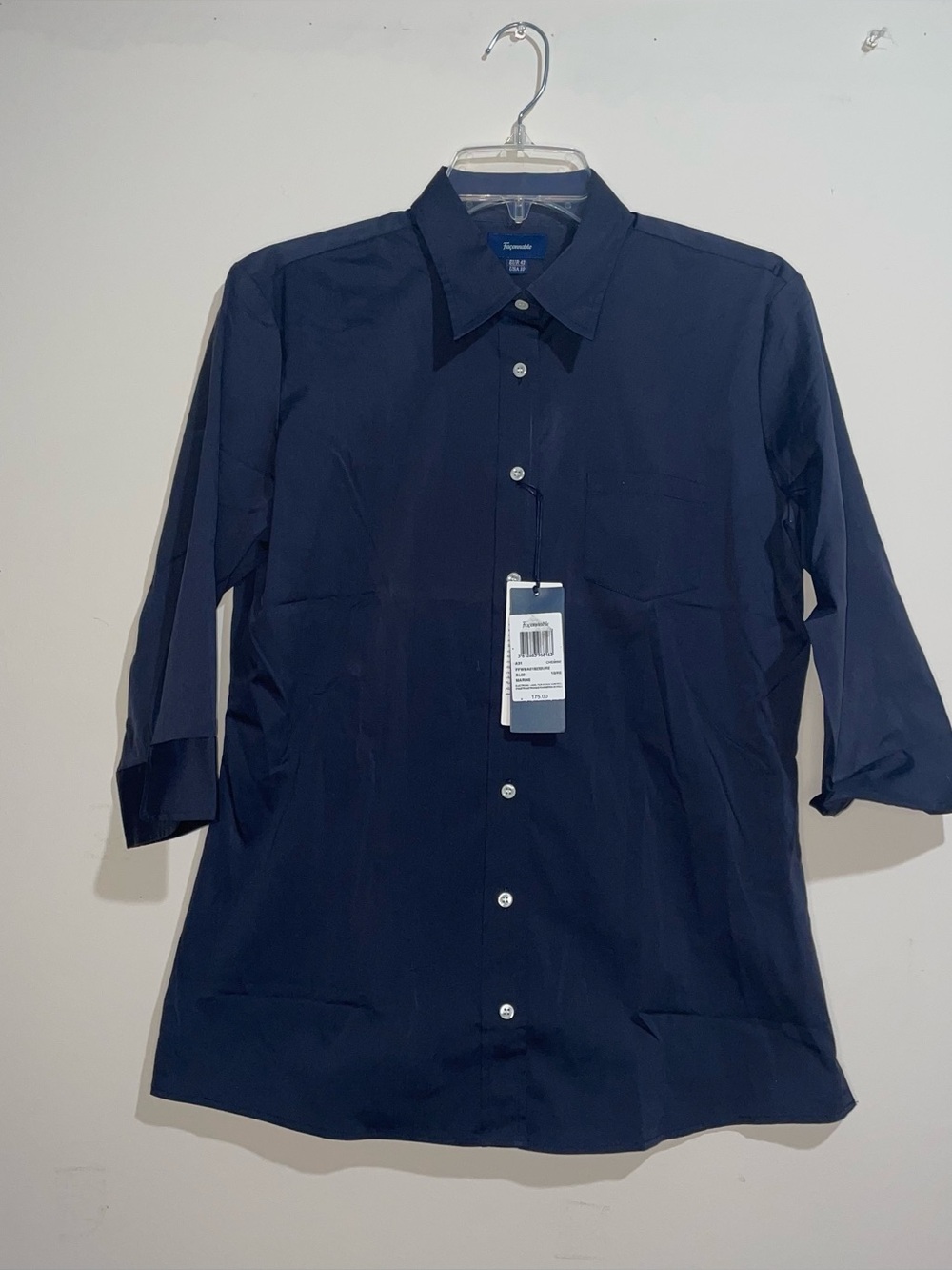 Faconnable Marine Button Up Cotton Blend Front Pocket 3/4 Sleeves NWT Elegant